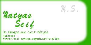 matyas seif business card